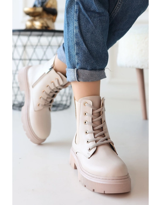 Daum Bej Cilt Bağcıklı Bot - Bamido