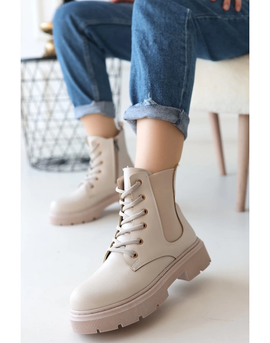 Daum Bej Cilt Bağcıklı Bot - Bamido