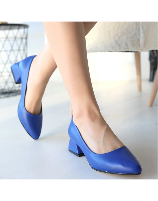 Desniy Mavi Cilt Topuklu Ayakkabı - Bamido