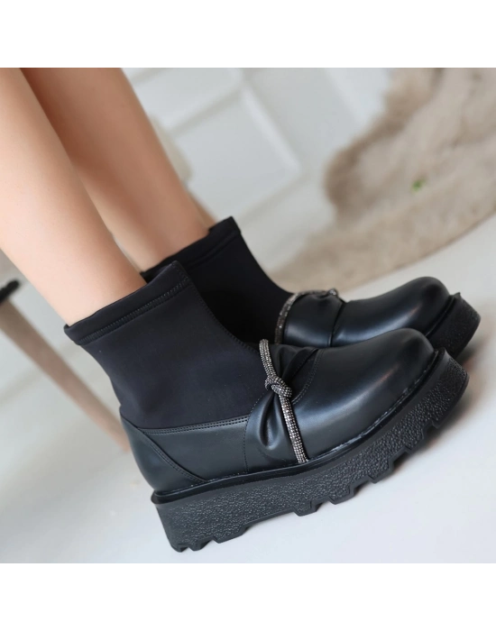 Dewn Siyah Cilt Topuklu Bot - Bamido