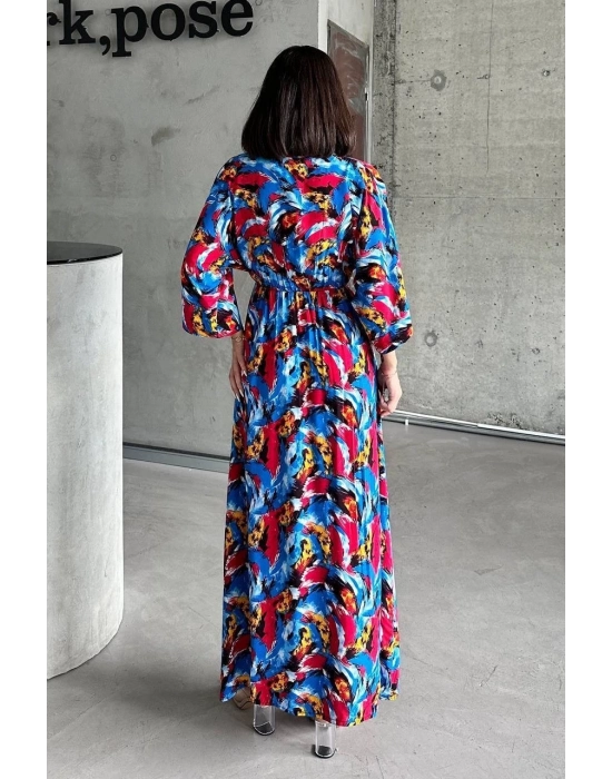 Dokuma Baskılı Yarasa Kol Elbise S8124