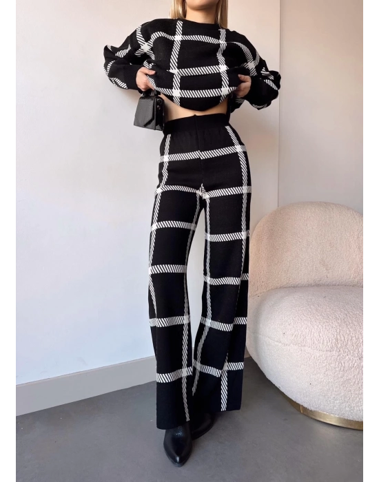 Ekoseli Triko Takım Siyahbeyaz