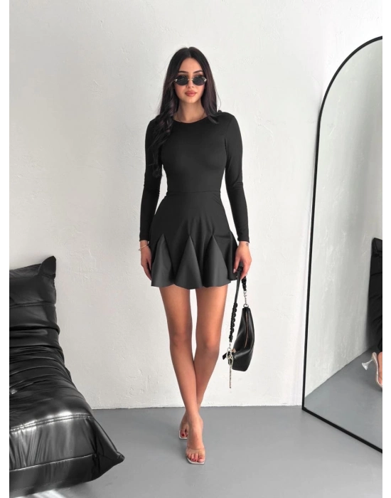 Eteği Kloş Crep Mini Elbise S1267