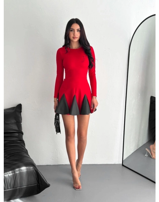 Eteği Kloş Crep Mini Elbise S1267