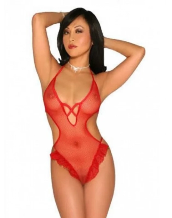 Fantazi Kırmızı Tül Kurdaleli Seksi Babydol