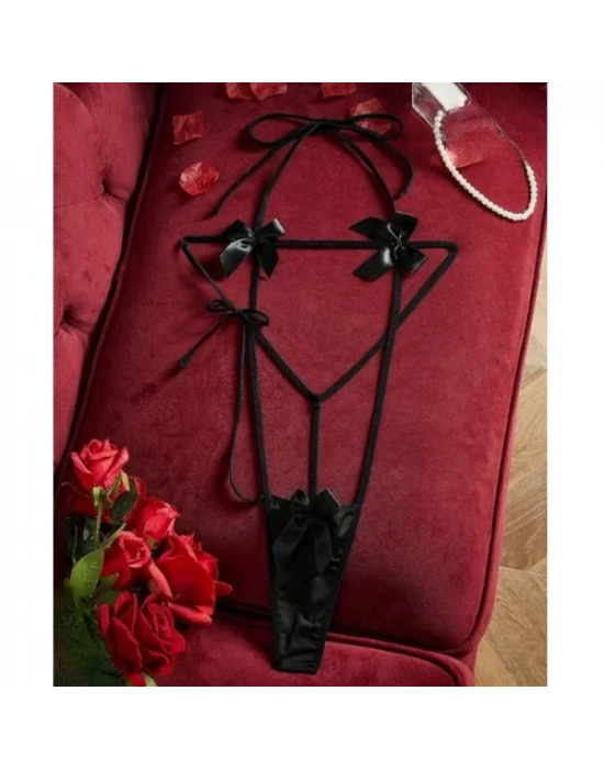 Fantezi Fiyonklu Lastik Gecelik (eldivensiz)