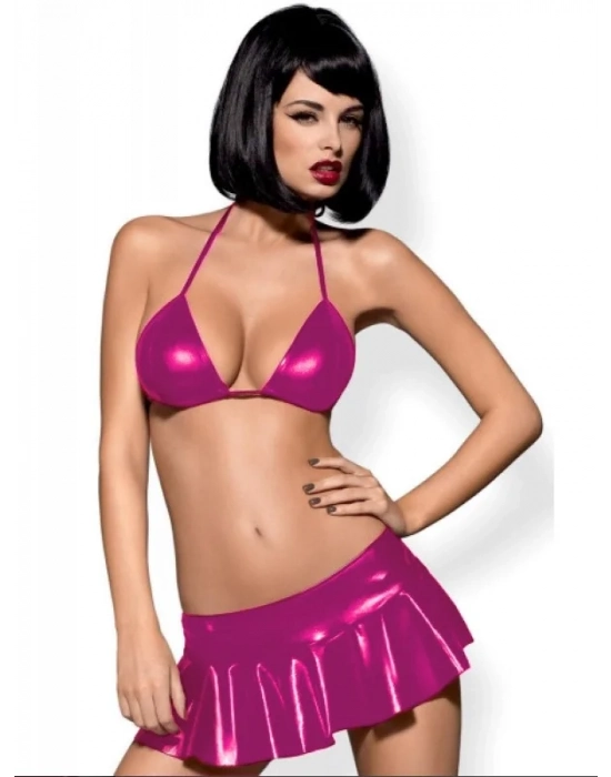 Fantezi Pembe Mini Etekli Seksi Sütyentakım Seksi İç Giyim