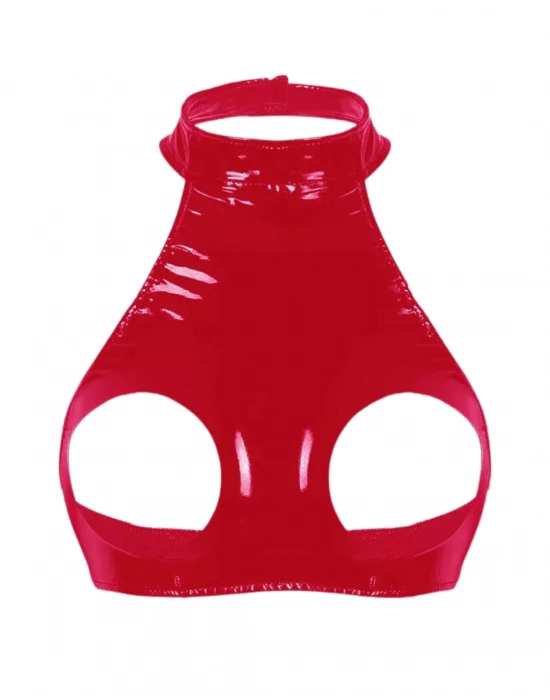 Fantezi Seksi Özel Bölgeleri Açık Kırmızı Lame Gecelik