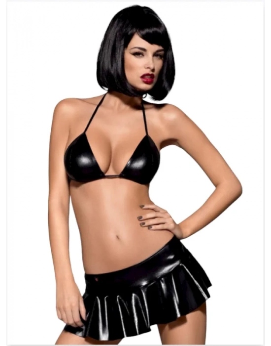 Fantezi Siyah Mini Etekli Seksi Sütyentakım Seksi İç Giyim