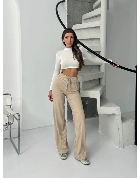 Fitilli Şardonlu Pantolon Bej A4058