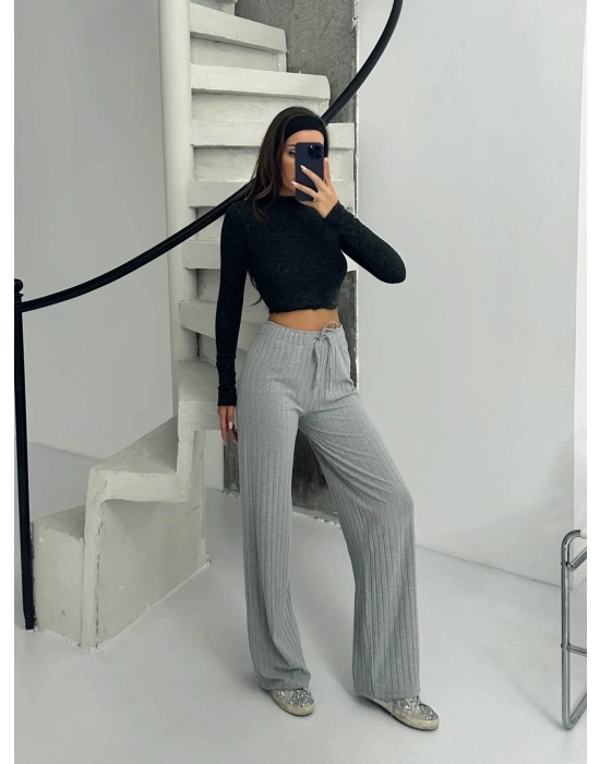 Fitilli Şardonlu Pantolon Gri A4058