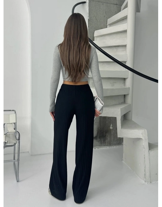 Fitilli Şardonlu Pantolon Siyah A4058
