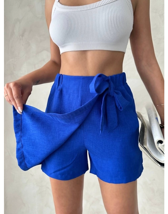 Fiyonklu Şort Etek Saks S255021