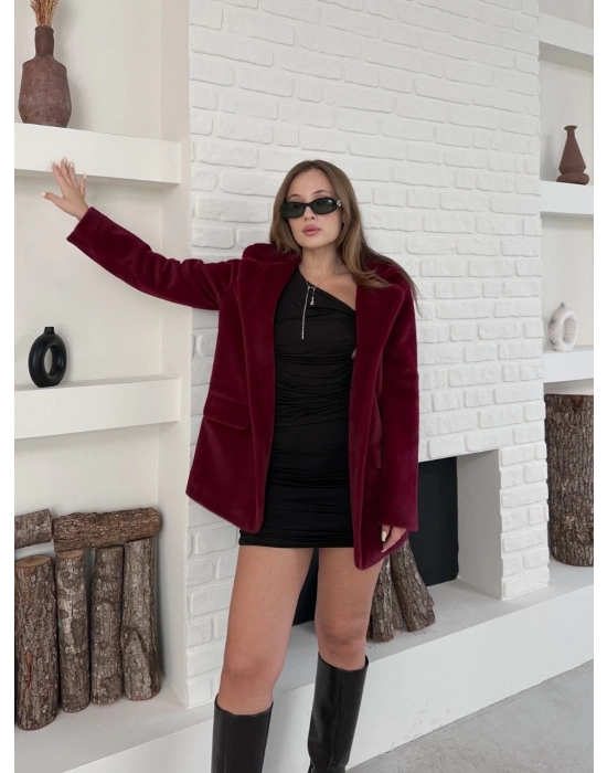 Fok Ceket Premıum Kalite Bordo St255860