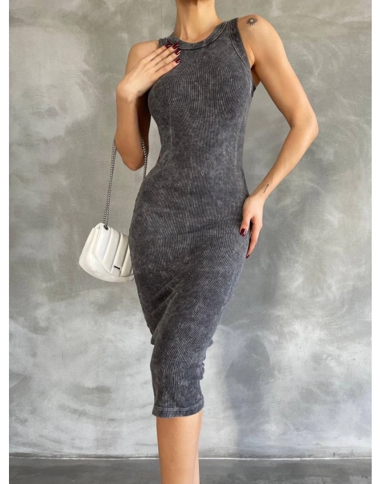 Halter Yaka Elbise Aşit Yıkamalı