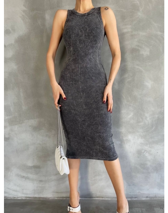 Halter Yaka Elbise Aşit Yıkamalı