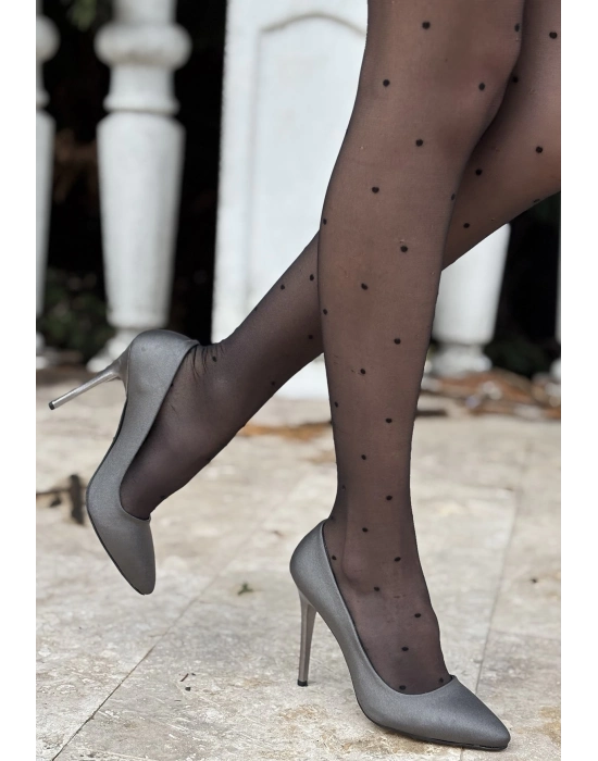 Hillar Platin Saten Stiletto Ayakkabı - Bamido