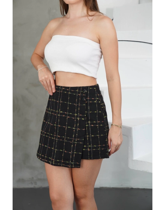 İki Düğmeli Şort Etek Siyah H26414