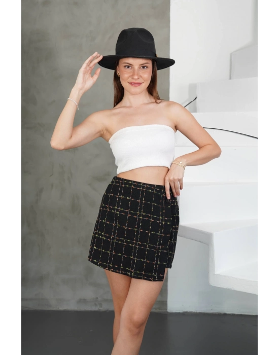 İki Düğmeli Şort Etek Siyah H26414