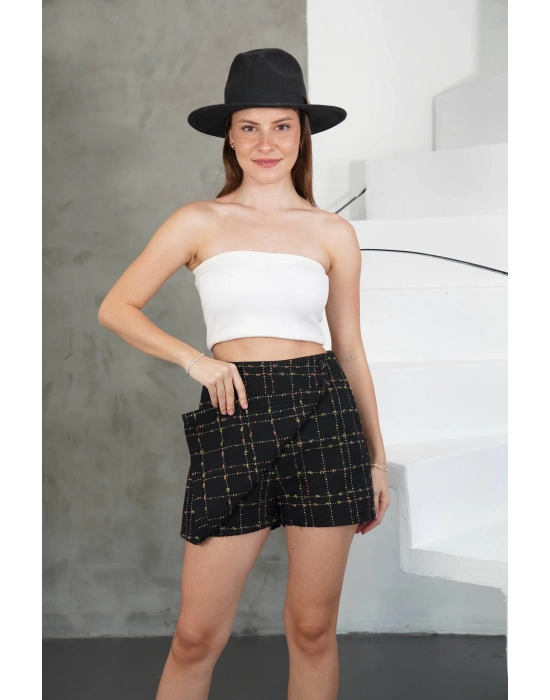 İki Düğmeli Şort Etek Siyah H26414