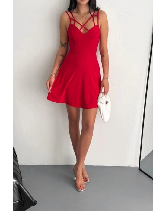 İnce Çift Askılı Mini Elbise