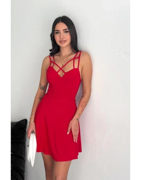 İnce Çift Askılı Mini Elbise