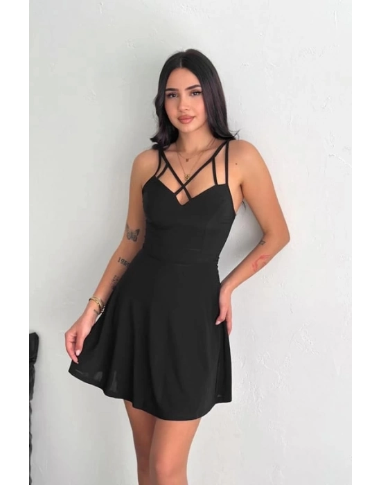 İnce Çift Askılı Mini Elbise