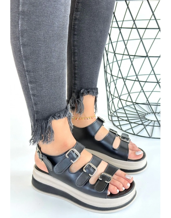 Jatay Siyah Cilt Sandalet - Bamido