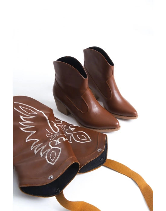 Jilla Taba Cilt Tak Çıkar Topuklu Bot Ve Çizme