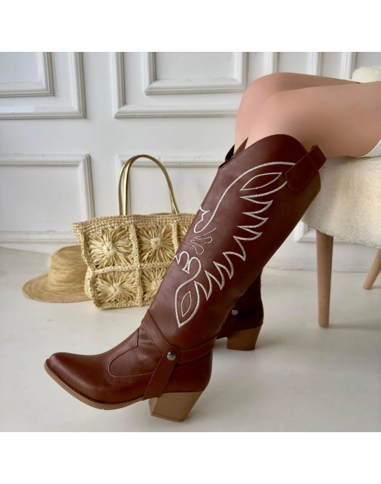 Jilla Taba Cilt Tak Çıkar Topuklu Bot Ve Çizme - Bamido