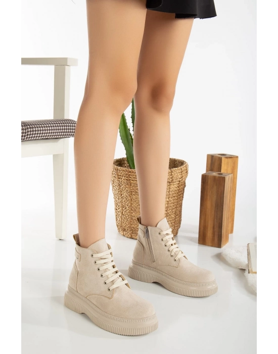 Jiwa Bej Süet Bağcıklı Bot - Bamido