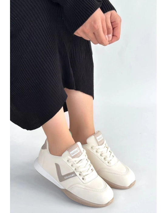 Jowen Bej Cilt Vizon Detaylı Bağcıklı Spor Ayakkabı