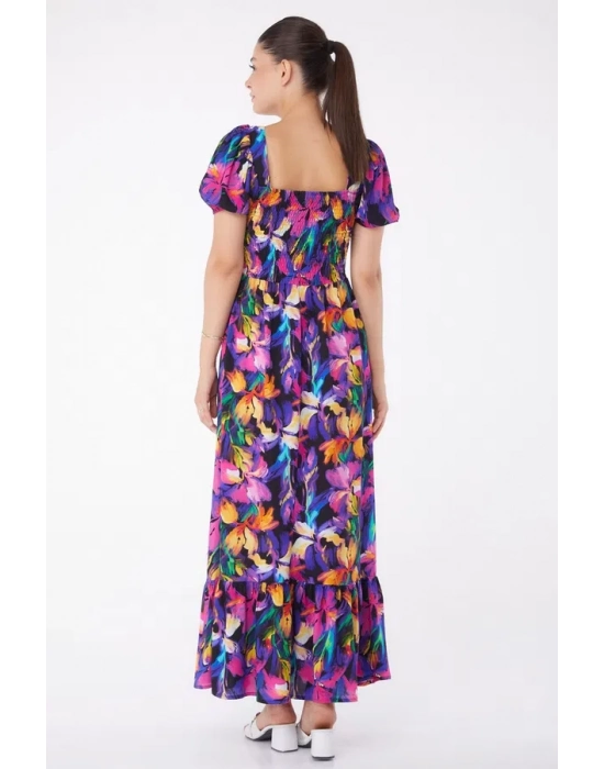 Kadın Fuşya Gipeli Kısa Kollu Elbise