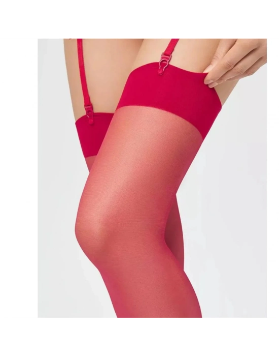 Kadın Kırmızı Düz Jartiyer Çorabı