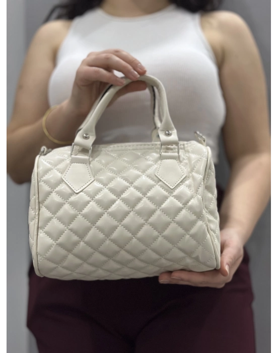 Kapaksız Kapitone Krem Cilt Çanta