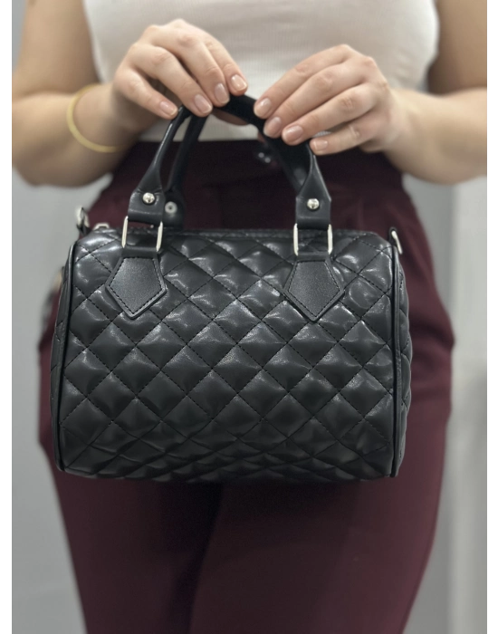 Kapaksız Kapitone Siyah Cilt Çanta