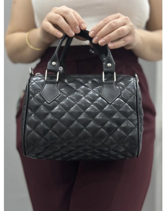 Kapaksız Kapitone Siyah Cilt Çanta