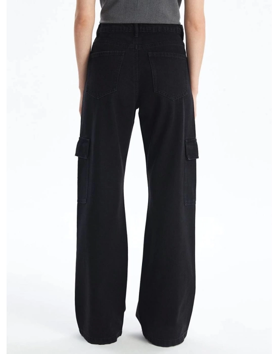 Kargo Cep Jeans Pantolon Siyah