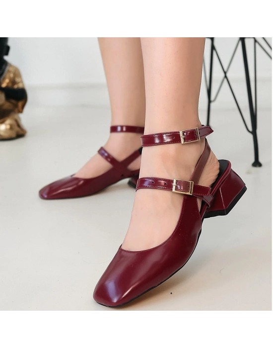 Karmi Mürdüm Cilt Topuklu Ayakkabı - Bamido