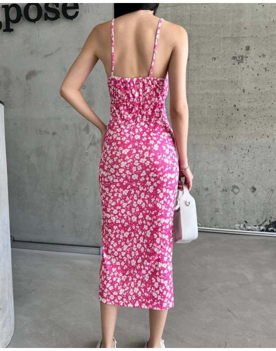 Kaşkorse Desenli Askılı Elbise