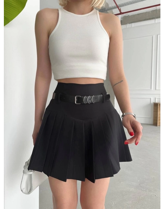 Kemerli Pikseli Şort Etek