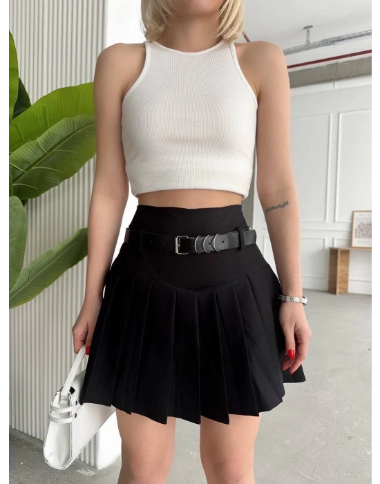 Kemerli Pikseli Şort Etek