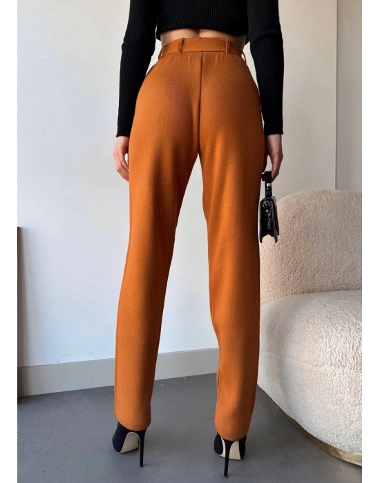 Kendinden Kemerli Triko Pantolon Camel