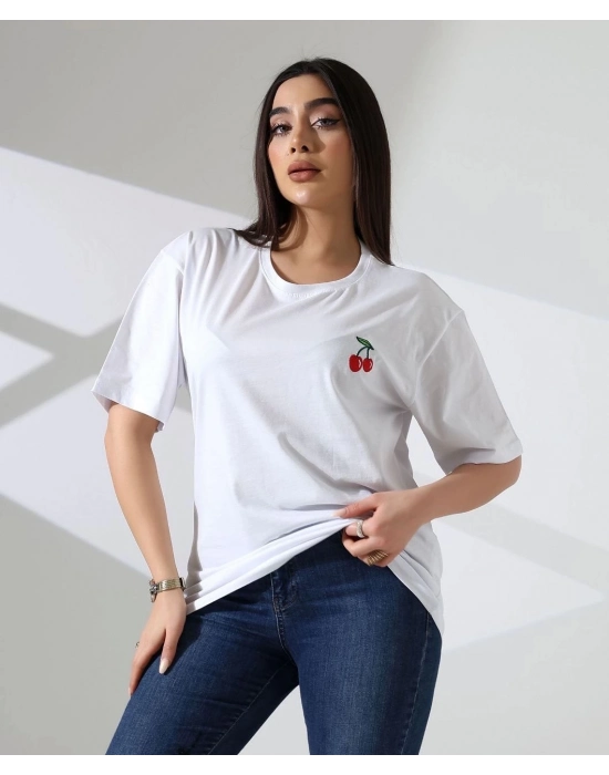 Kiraz İşlemeli Tişört