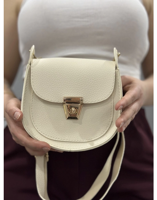 Klasik Kapaklı Bej Cilt Çanta