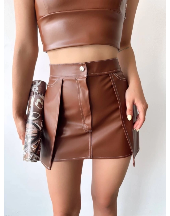 Kontrast Deri Etek Kahve W260015