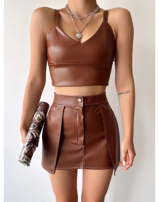 Kontrast Deri Etek Kahve W260015