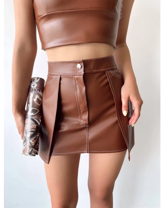 Kontrast Deri Etek Kahve W260015