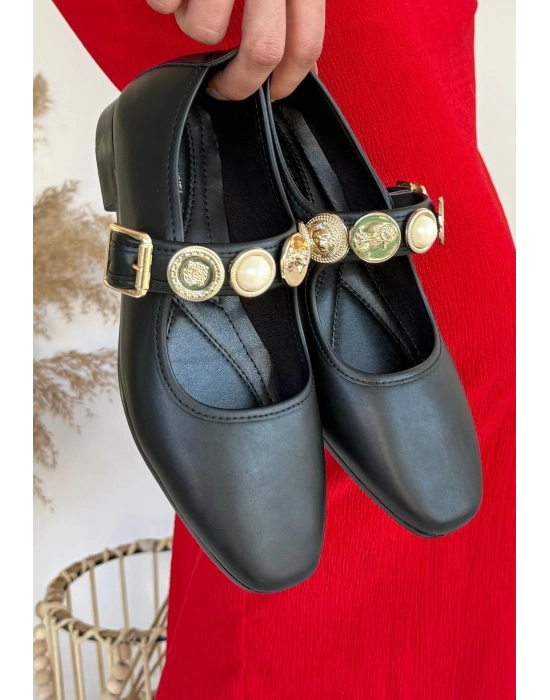 Koope Siyah Cilt Babet Ayakkabı - Bamido