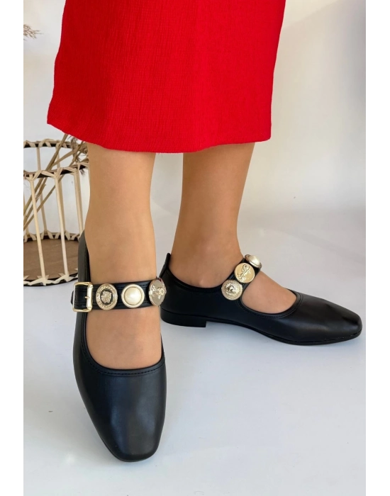 Koope Siyah Cilt Babet Ayakkabı - Bamido